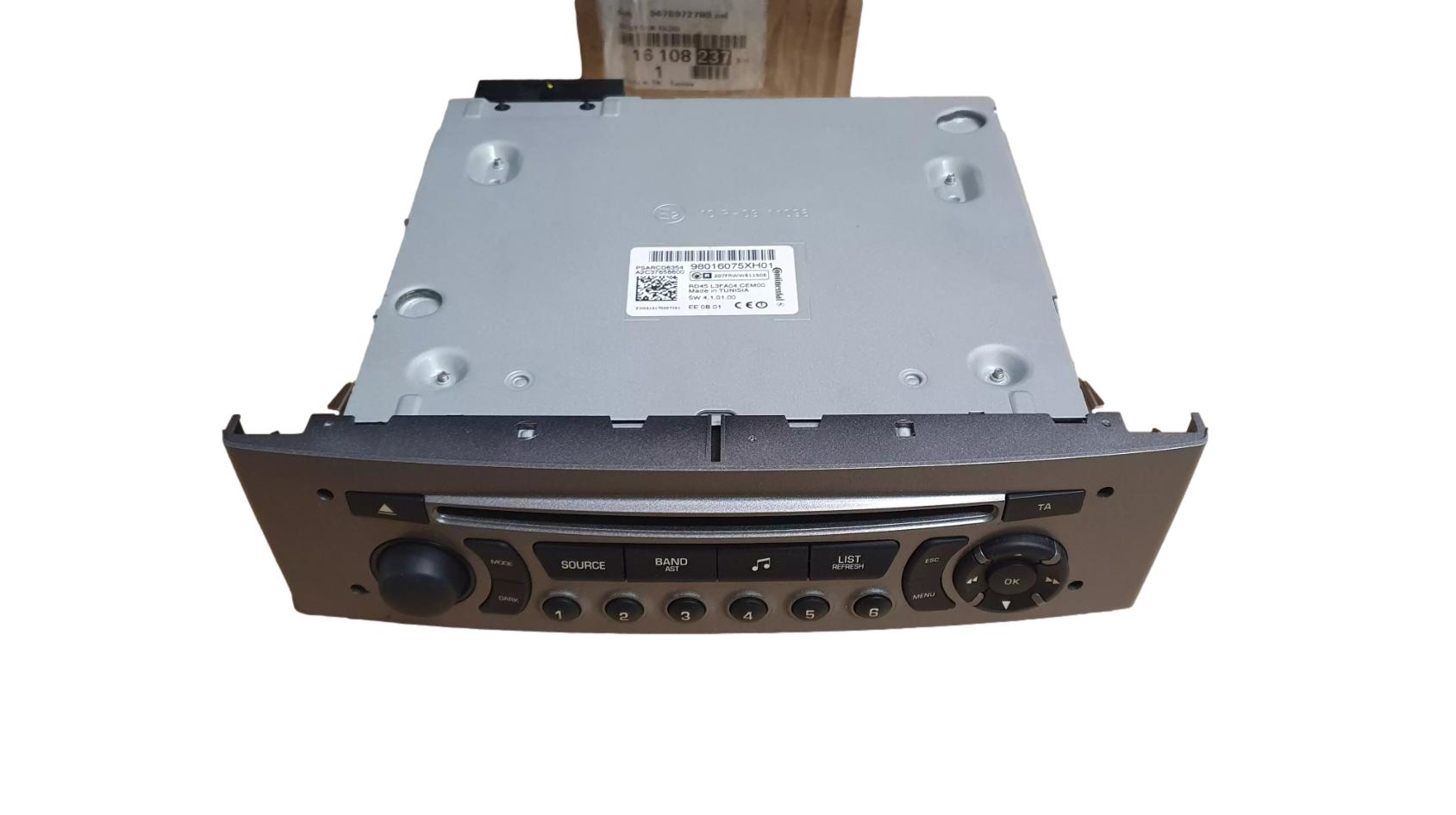 Car Radio New Original 16108237XH Peugeot