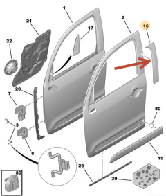 Door Trim Right Front Oryginał Citroen C3 Picasoo 98196289XT