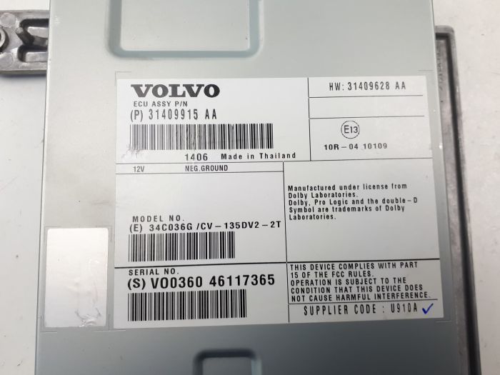 Audio Amplifier Volvo V40 S40 31409915AA 31409628AA - used