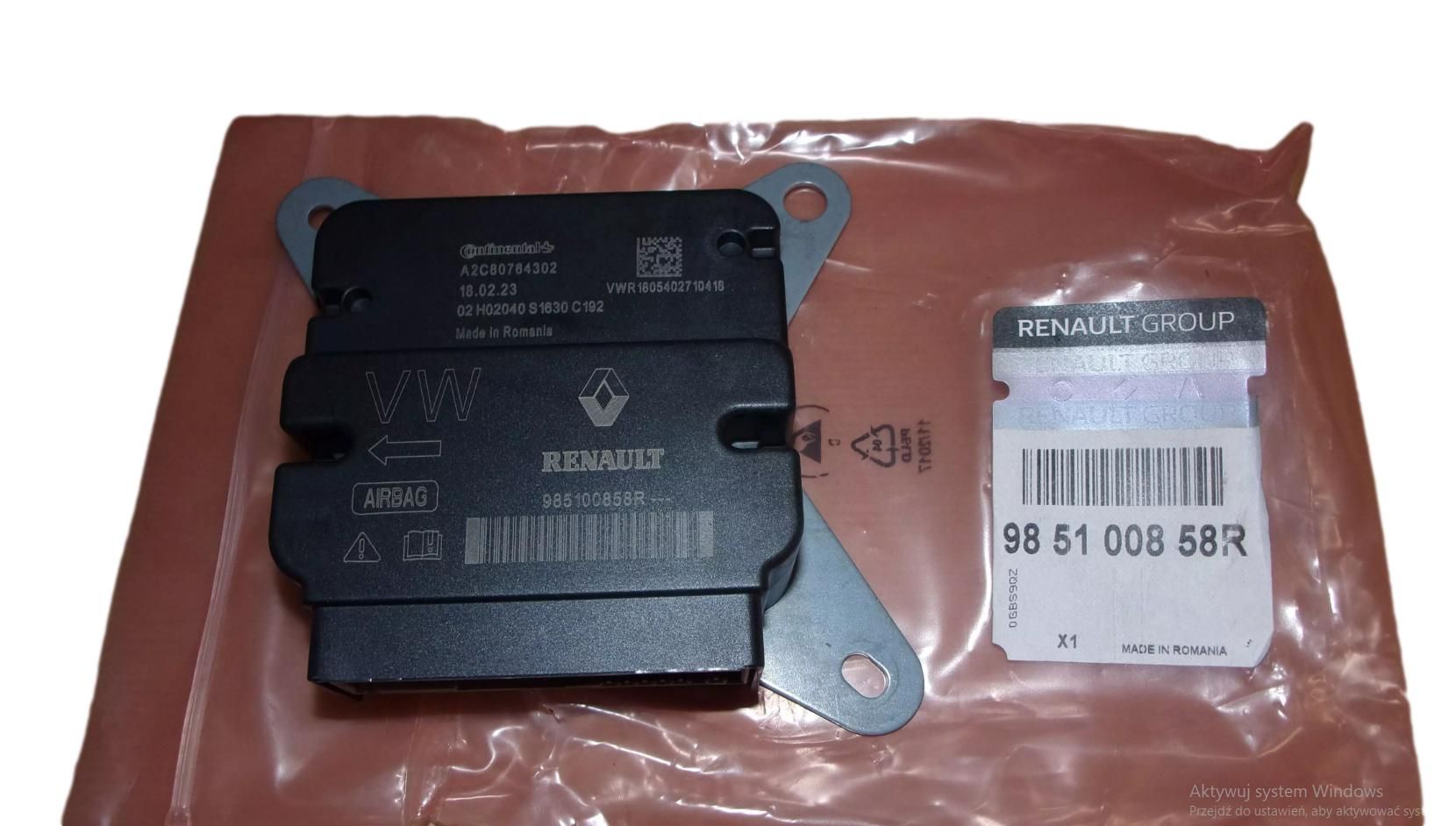 Airbag Control Unit New Original 985100858R Renault main product photo