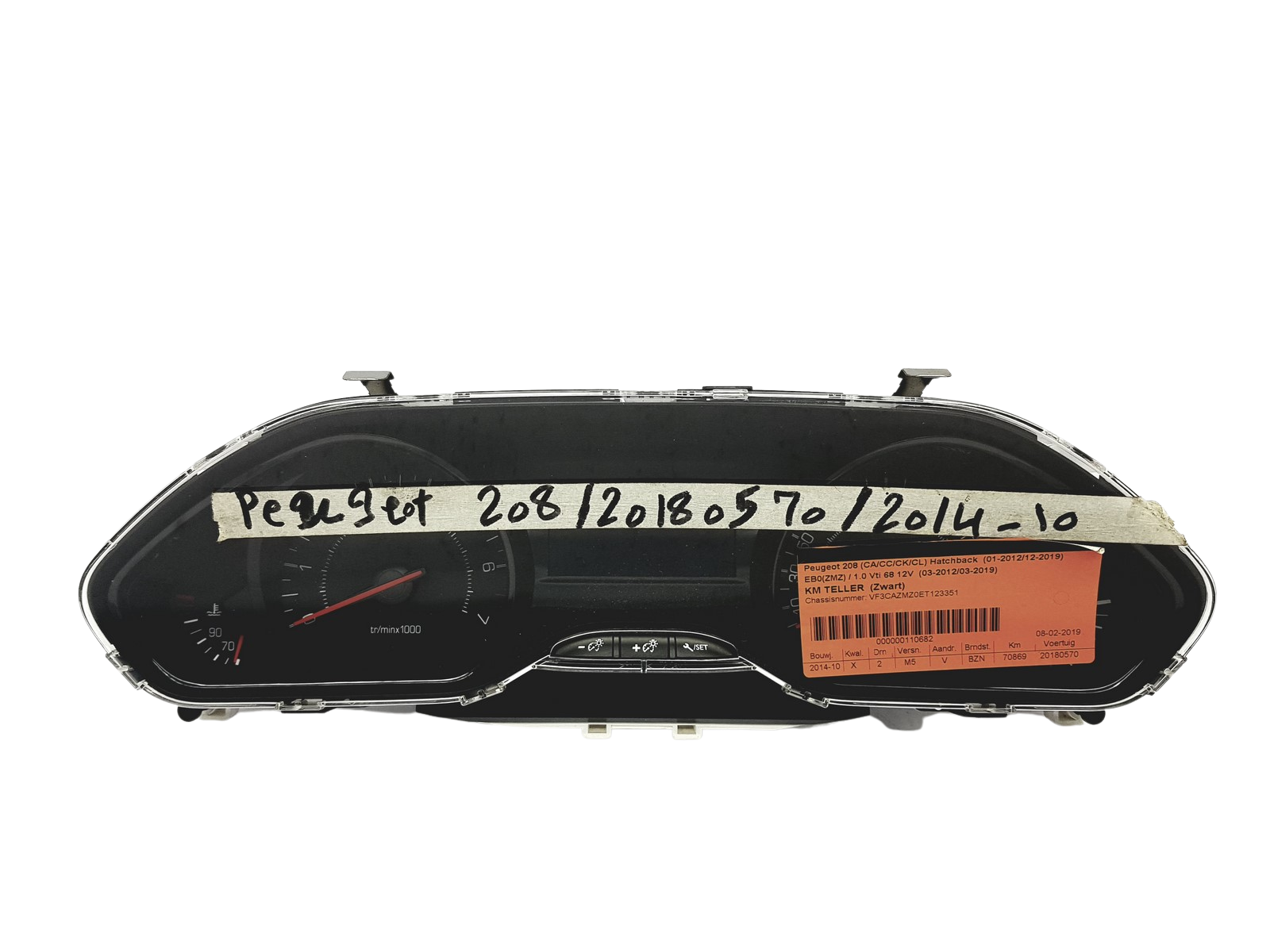 Speedometer/Instrument Cluster Peugeot 208 9805399980 J Yazaki 53273 main product photo