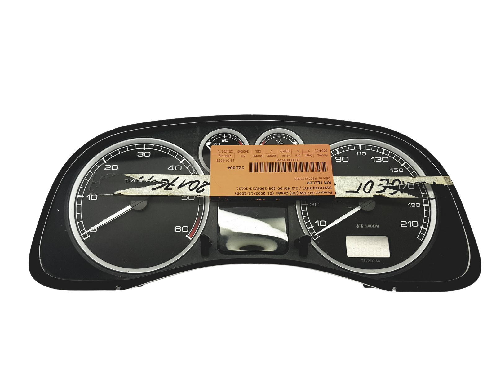 Speedometer/Instrument Cluster Peugeot 307 9651299680 E 01 53200 main product photo