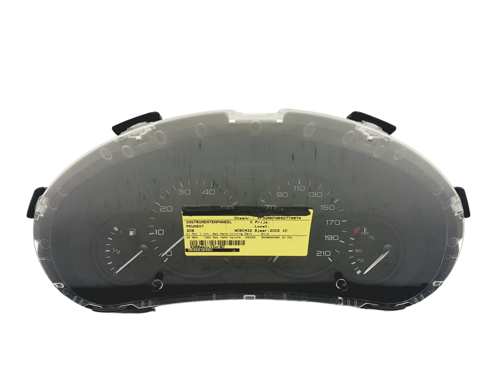 Speedometer/Instrument Cluster Peugeot 206 9648836480 49200 main product photo