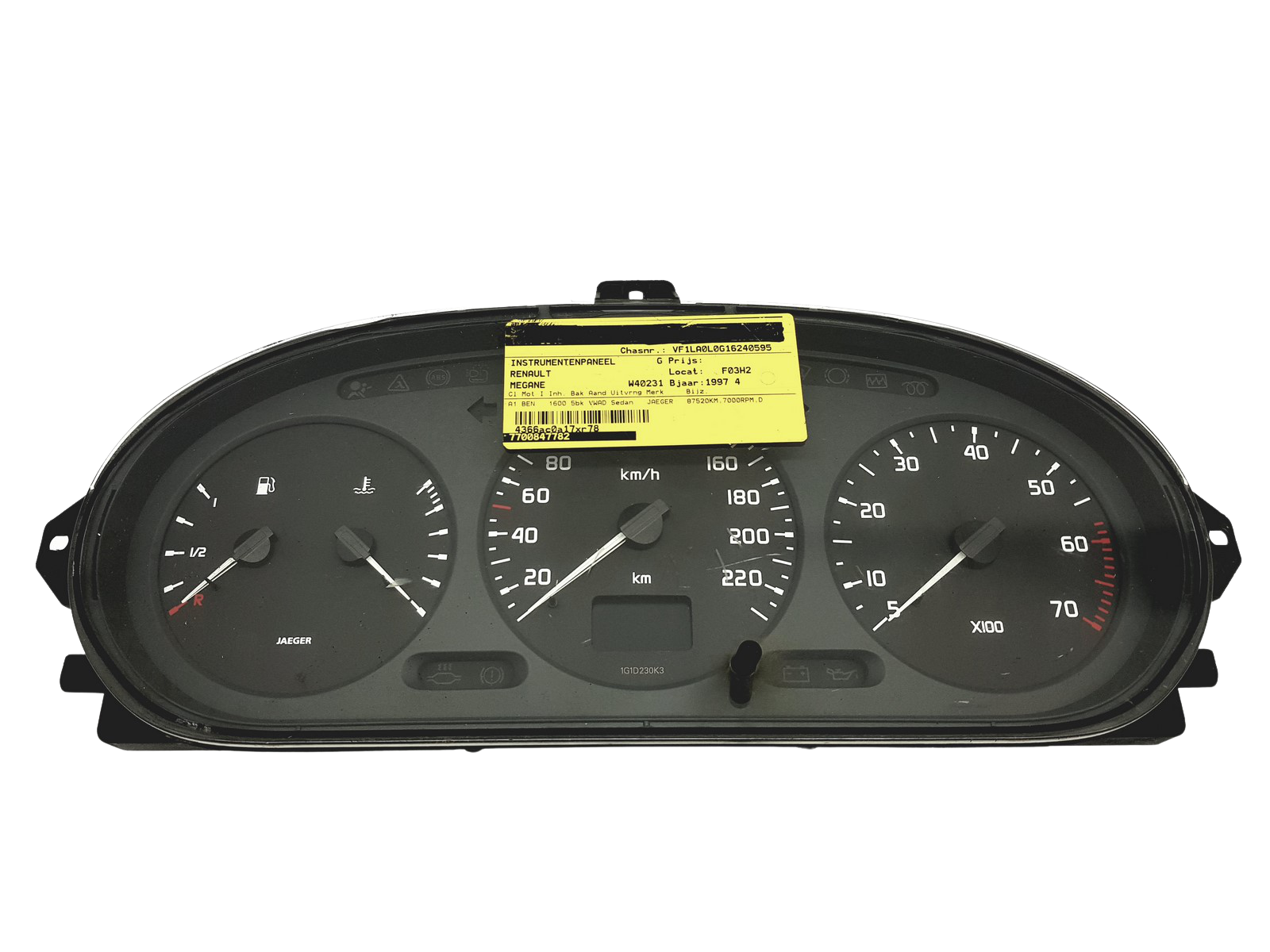 Speedometer/Instrument Cluster Renault Scenic 1 Megane 1 7700847782 49648 main product photo