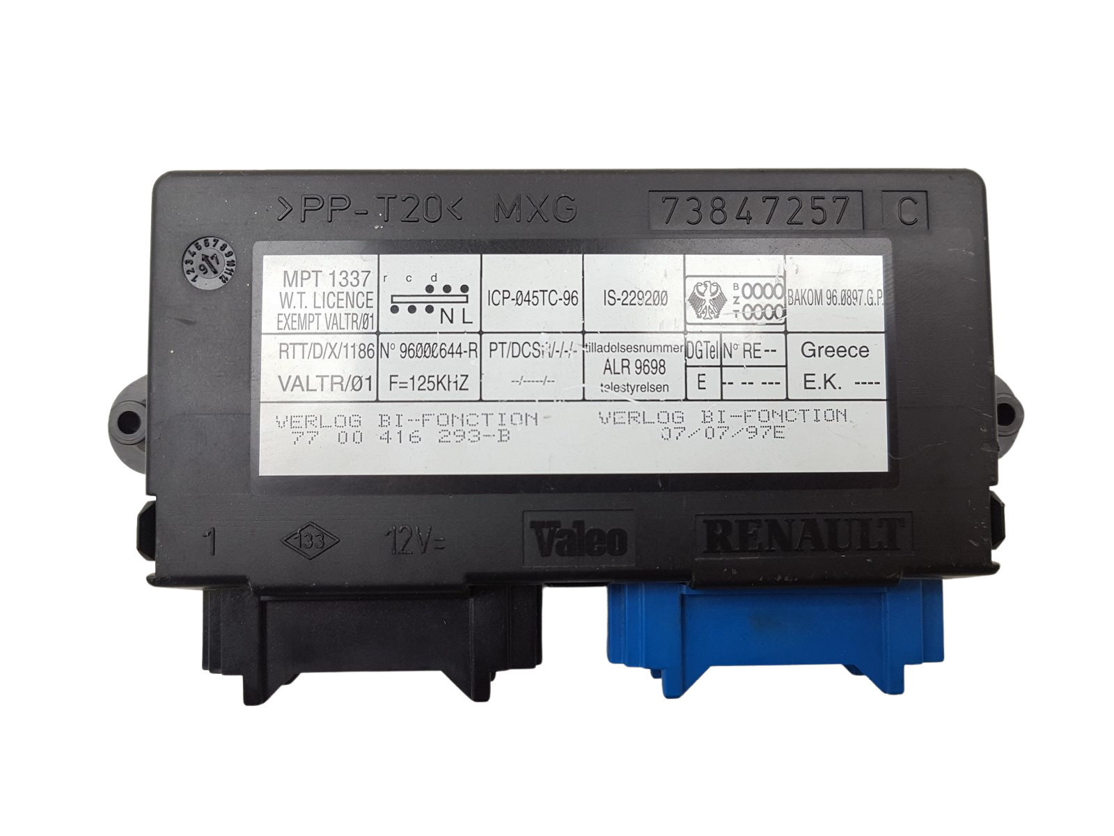 Controller Renault 7700416293 -B 96000644-R Valeo main product photo