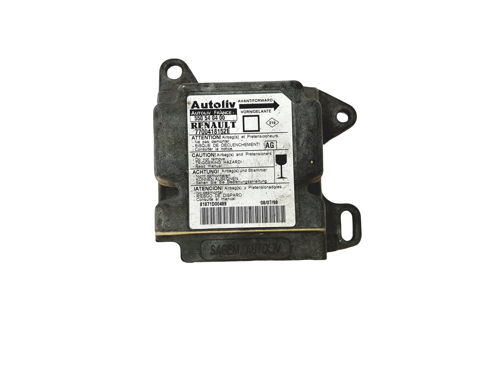 Controller Moduł 550548400 7700418152E Renault Autoliv main product photo