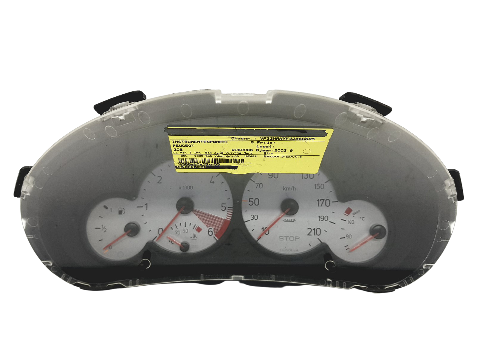 Speedometer/Instrument Cluster Peugeot 206 9645847480 49059 main product photo