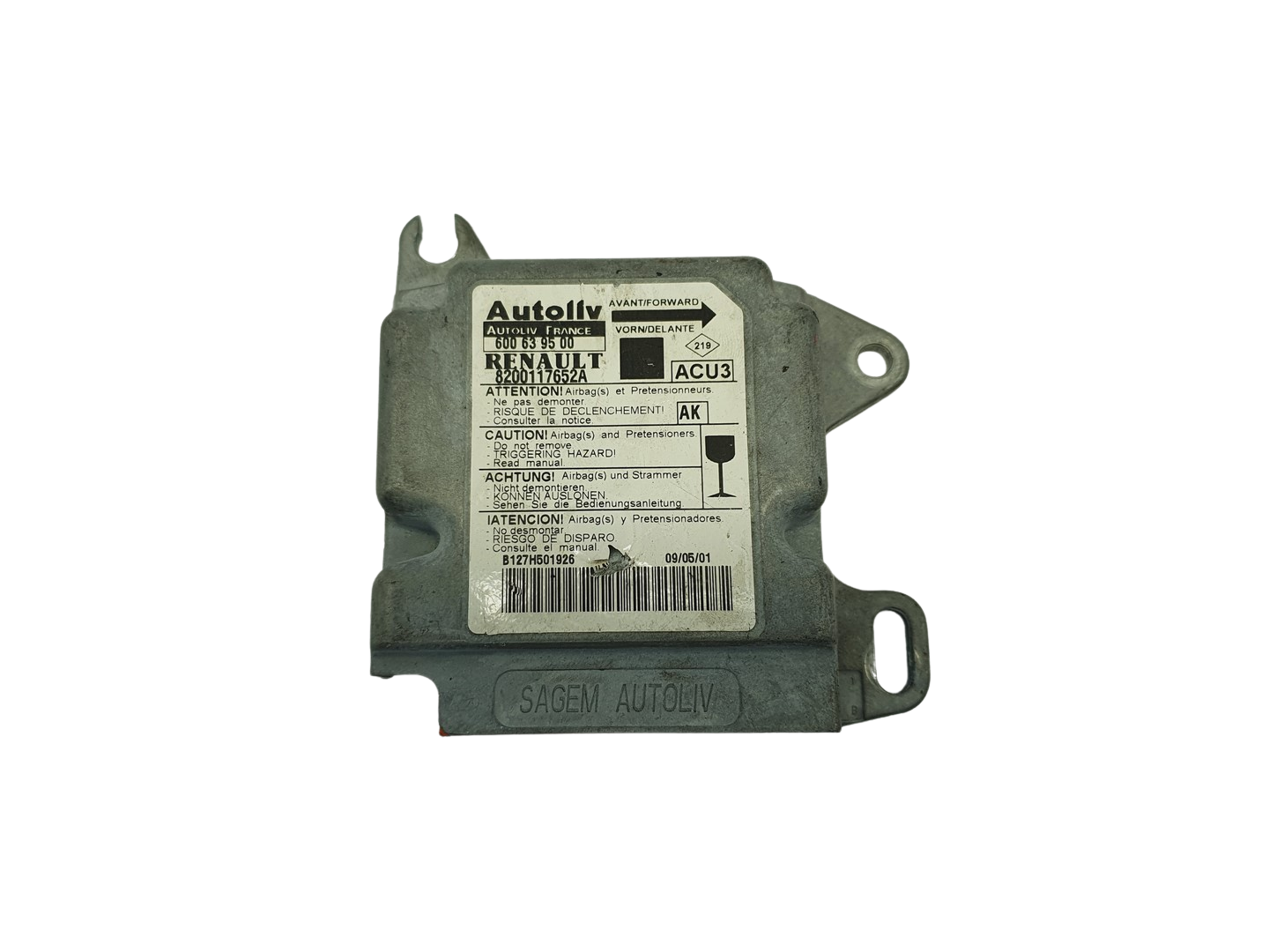 Controller 8200117652A 600639500 Renault Autoliv 68911 main product photo