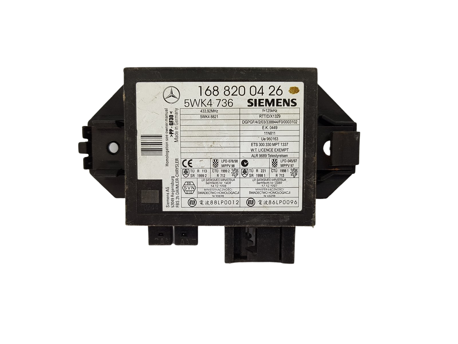 Controller Immo Mercedes-Benz 1688200426 5WK4736 Siemens 18328 main product photo