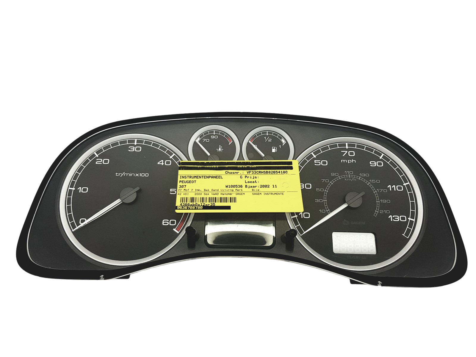 Speedometer/Instrument Cluster Peugeot 307 9636708780 E 05 Sagem RHD main product photo