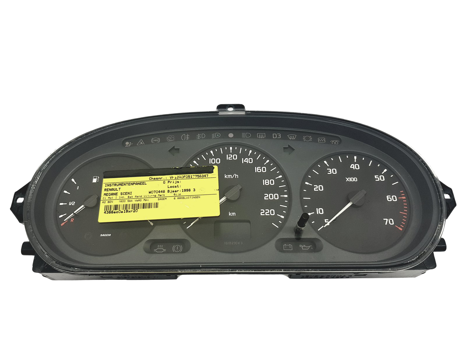 Speedometer/Instrument Cluster Megane Scenic 21578161-2 21612792-4 49189 main product photo