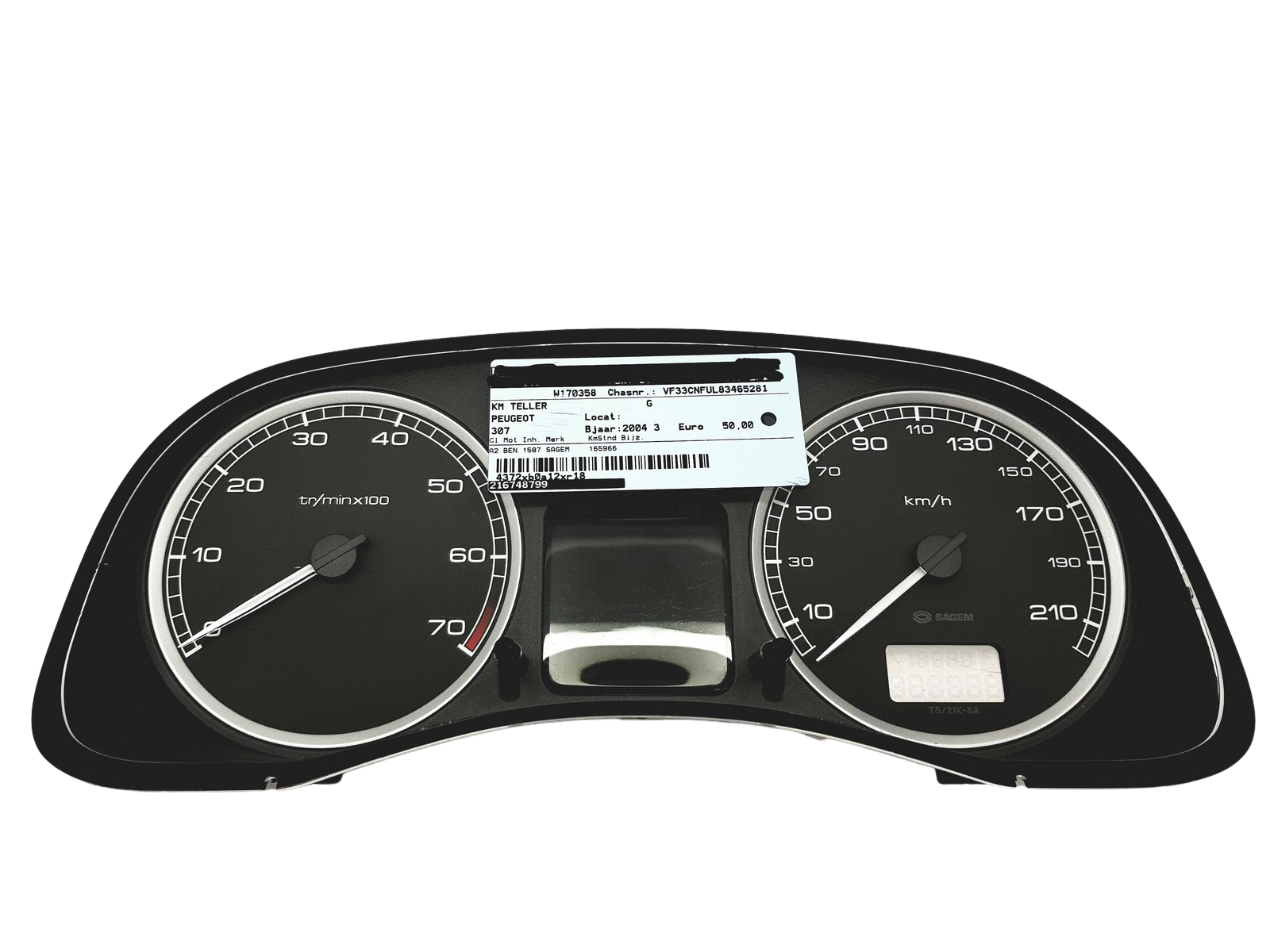 Speedometer/Instrument Cluster Peugeot 307 9651299480 E 01 30661 main product photo