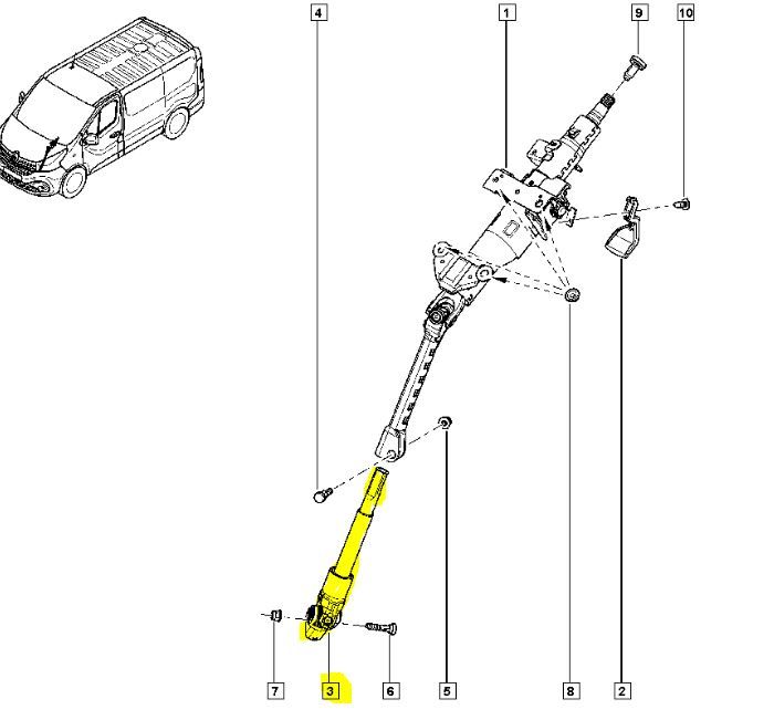 Steering Column Original Trafic III Vivaro NV300 Talento 1.6 dCi 4882000Q0J