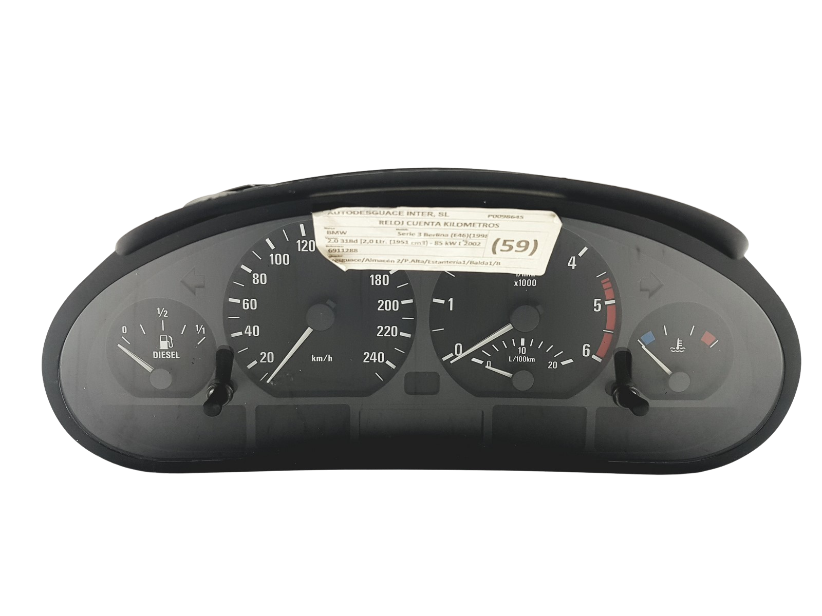 Speedometer/Instrument Cluster BMW 3 E46 6211 6911288 0263606343 55043