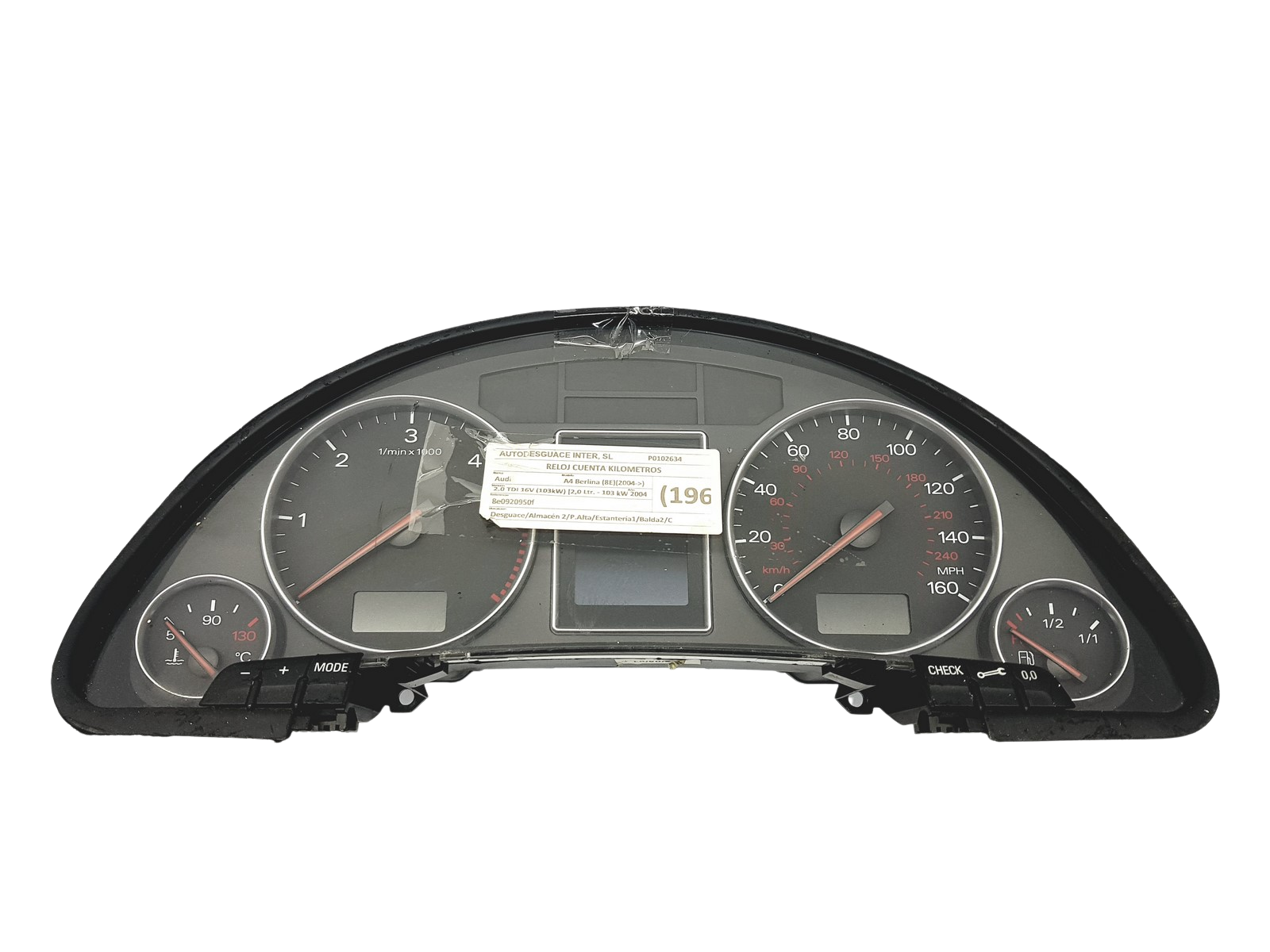 Speedometer/Instrument Cluster Audi A4 B6 B7 8E0920950F RHD 55025