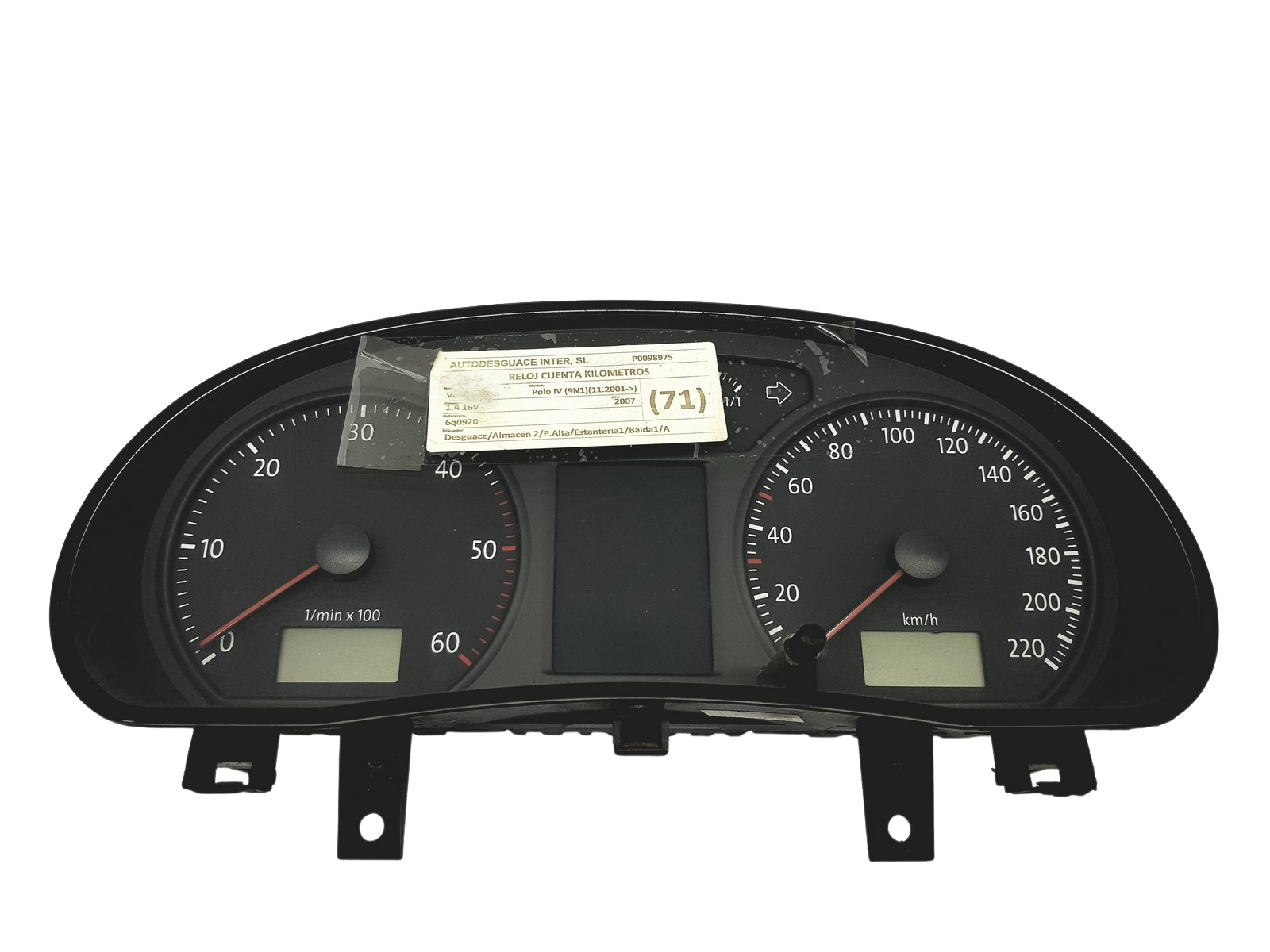 Speedometer/Instrument Cluster VW Polo 9N 6Q0920803D 110080320009 57774